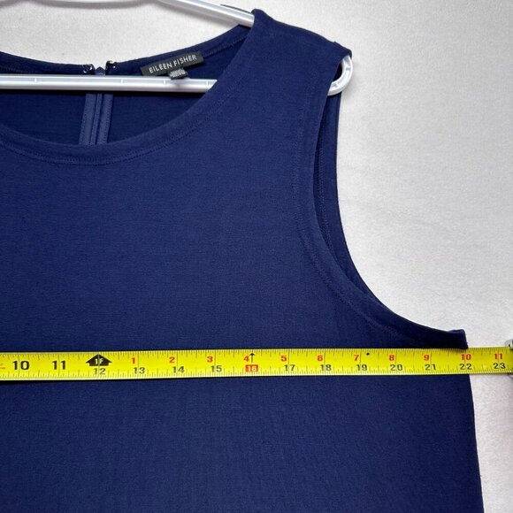 Eileen Fisher Womens Jumpsuit Viscose Stretch Sleeveless Size XL Blue Minimalist - Picture 9 of 12